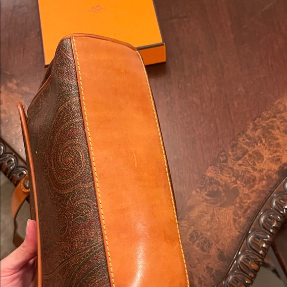 Etro Milano Tan Leather Paisley Crossbody Shoulder Bag - Picture 9 of 11